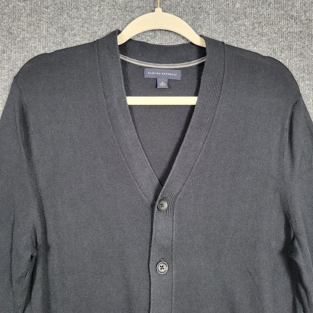 BANANA REPUBLIC Black Silk Cashmere Blend Button Cardigan Academia SIZE SMALL - Picture 5 of 11
